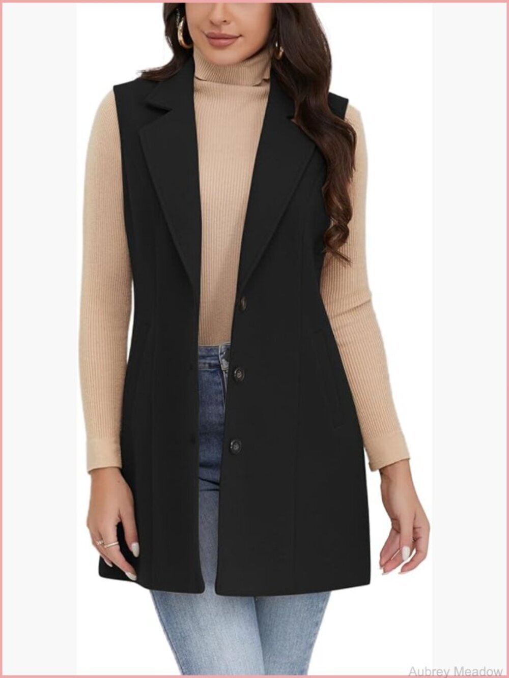 Wool Plaid Sleeveless Vest Long Notch Lapel Cardigan Blazer Jacket Outerwear
